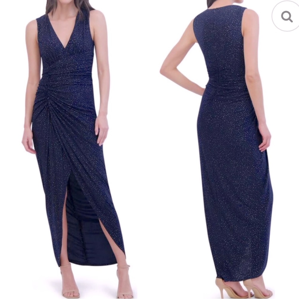 NWOT Vince Camuto navy faux wrap gown